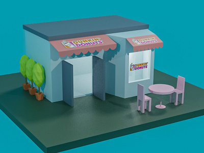 Dunkin' Donuts Low Poly Miniature 3d 3ddesign 3dmodel blender design illustration lowpoly