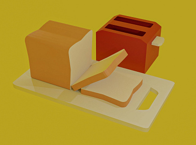 Tea and Toast Without a Tea 3d 3ddesign 3dmodel lowpoly polydesign