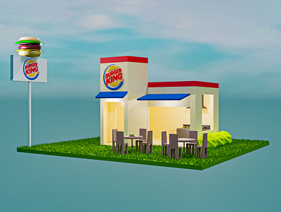 Burger King 3D Diorama 3d 3ddesign 3dmodel blender design illustration lowpoly