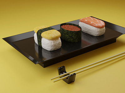Sushi 3d 3ddesign 3dillustration 3dmodel blender design illustration lowpoly
