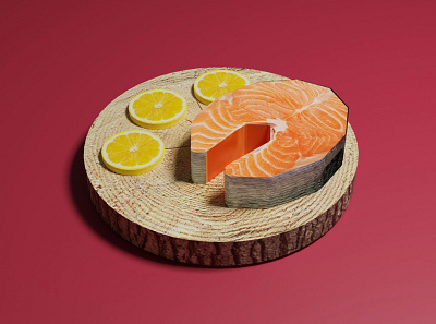 Revised version of Salmon 3d 3ddesign 3dmodel blender design illustration lowpoly