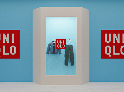 3D Uniqlo Store Display 3d 3ddesign 3dmodel blender design illustration lowpoly