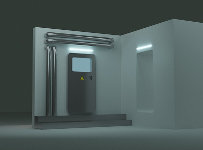 3D Interspace Caution Room 3d 3ddesign 3dmodel blender design illustration lowpoly