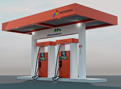 3D Petrol Station 3d 3ddesign 3dmodel blender design illustration lowpoly