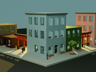 3D Chinatown WIP 3d 3ddesign 3dmodel blender design illustration lowpoly