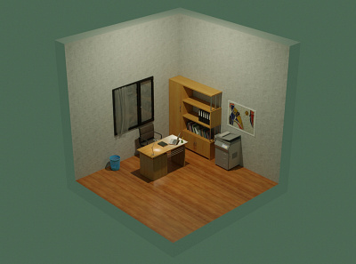 3D Office 3d 3ddesign 3dmodel blender design illustration lowpoly