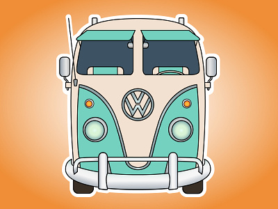Volkswagen car adventure car design flat happy hippie illustration minivan sticker van vector volkswagen web