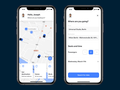 Carpool App – Set a new destination app car carpool ios maps pool ui ux
