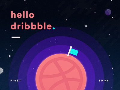 Hello Dribbble brazil debut dribble hello illustrator invite planet space vector