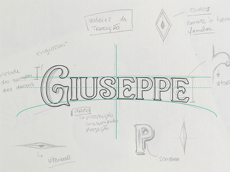 Giuseppe | Logo process beverage brand branding cachaça classic heritage logo mark