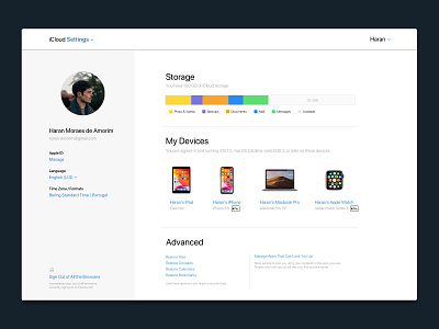 iCloud — Web Settings redesign apple icloud ios minimal product uxui web