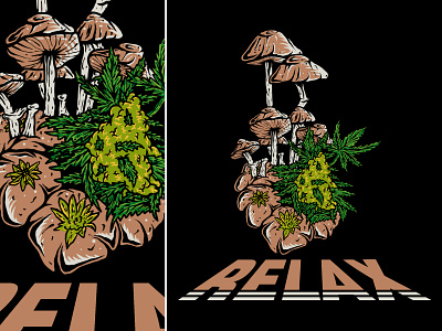 Weed stoner mushroom psychedelic's album music illustration illustration weed marijuana mushroom music rock psychedelic relax stoner weed
