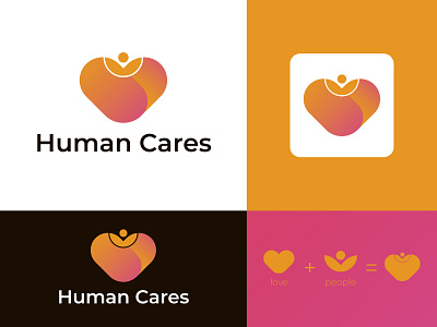 Human Cares logo design abstract brand branding care clean creative design flat graphic design health human care humanity icon identity logo logo design logotype minimal monogram visual