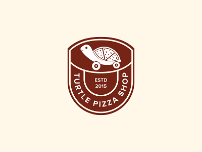 Turtle pizza shop animal badge brand branding design fast food food identity illustration logo logo design mark mascot pizza print restaurant turtle turtle pizza shop type vintage