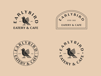 Early bird branding, identity badge bird brand branding cafe coffee shop design drink emblem food identity logo logo design logotype mascot print restaurant typography