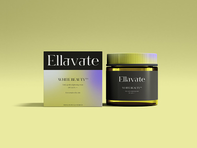 Ellavate cosmetics packaging aesthetics beauty box brand branding cosmetic design ellavate gradient identity jar label logo modern packaging print product skin care woman