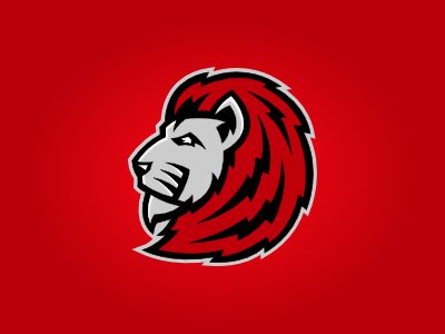 Lions concept grey lion logo red white