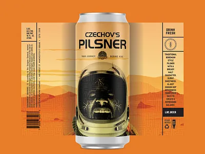 Czechov's Pilsner beer branding craft beer design graphic design illustration label design packaging photoshop