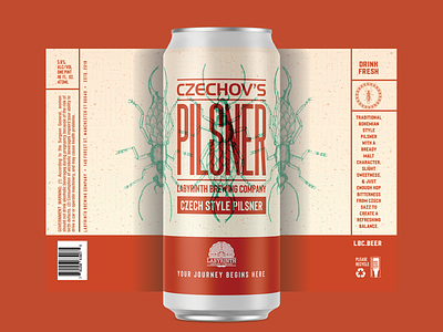 Czechov's Pilsner (Unused) beer branding craft beer graphic design illustration label packaging photoshop