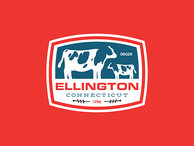 Ellington Badge badge badge design badge logo connecticut cow cow logo design ellington farm badge farm logo farmlogo graphic design illustration logo logo design vector