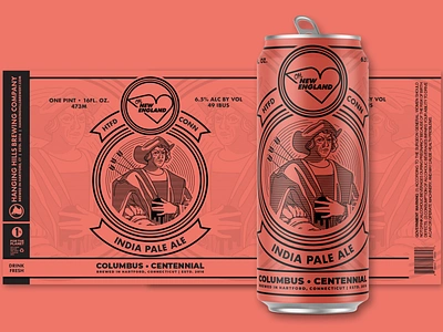 Oh, New England - Columbus - REJECTED ale beer beer art beer branding beer can beers can art columbus illustration illustrator ipa line art package package design package mockup packagedesign