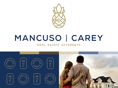 Mancuso | Carey Real Estate Attorneys badge badge logo branding home house housing identity law law logo law office lawfirm lawyer lawyer logo legal logo logo logo design mc pineapple professional real estate