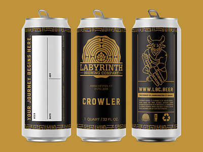 Labyrinth Brewing Company Crowler Label Design