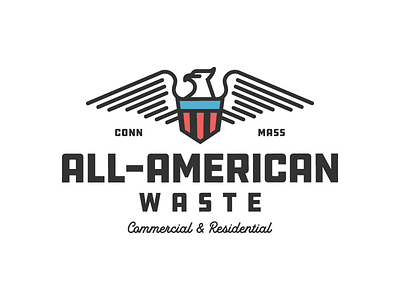 All-American Waste all american american animal badge badge design badge hunting badge logo badgedesign branding connecticut design eagel graphic design logo logo a day logo animal logo design logo redesign logo refresh waste management