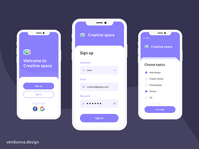 Mobile Sign up/Sign in forms