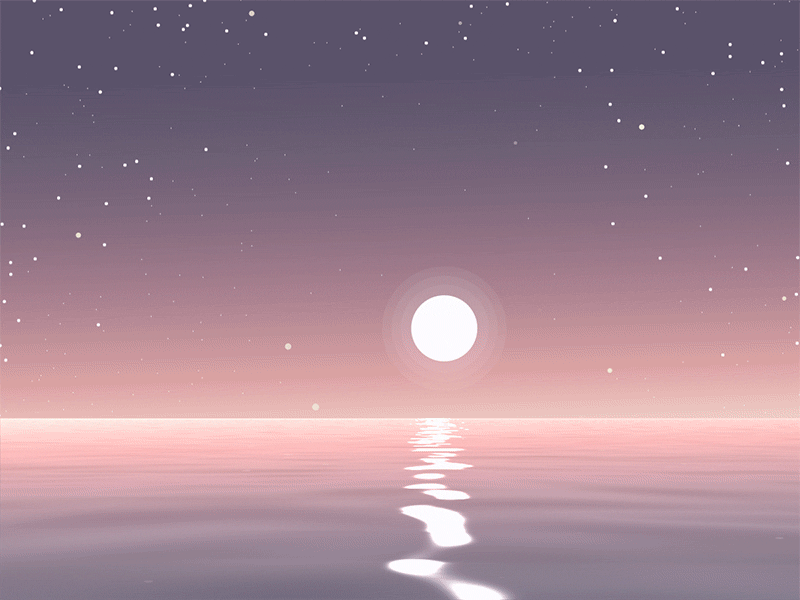 Quiet Night animation gif moon night ocean quiet sea shooting star stars