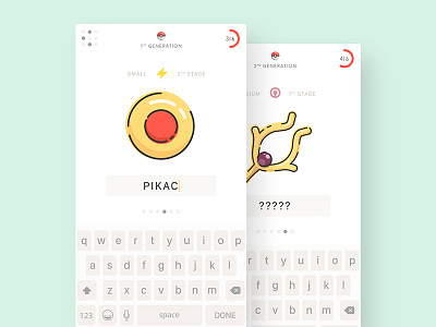 Pokemon Quiz App! app color colorful game game design geek icons illustration mobile pikachu pokeball pokemon