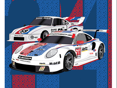 Daytona poster Brumos Final automotive design digital illustration illustration porsche racing racing livery vector