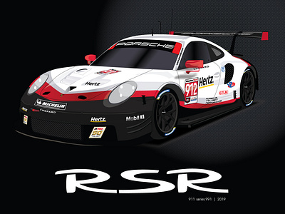Porsche 911 (series 991) RSR Poster automotive illustration porsche porsche 911 racing vector