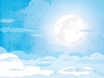 Moon And Clouds blue clouds illustration moon sky