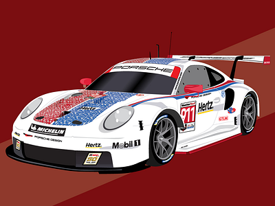 Porsche 911 RSR in Brumos Throwback Livery automotive illustration car illustration illustration porsche porsche illustration