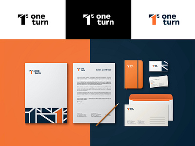 Branding for One Turn branding branding strategy businesscard identity identity design letterhead logo logo design logodesign logotype mockup orange