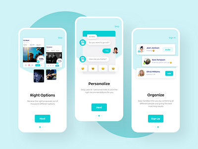 Onboarding for Eezy App activities ai app message onboarding onboarding ui ui uiux ux