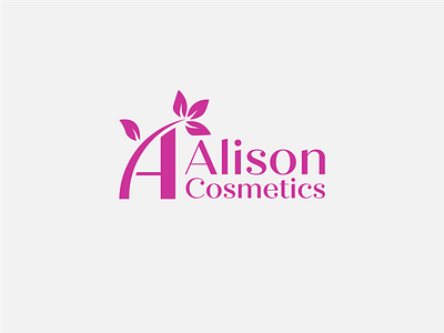 Alison Cosmetics Logo a branding cosmetic cosmetics design graphic design leaf leaves letter a logo magenta natural purple sappling tree vector