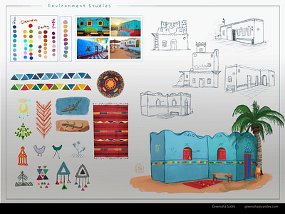 Nubian Environment Studies (Zeina) animation book art character design children book illustration design digital drawing digital painting greenoha illustration motion graphics nubian oil painting traditional