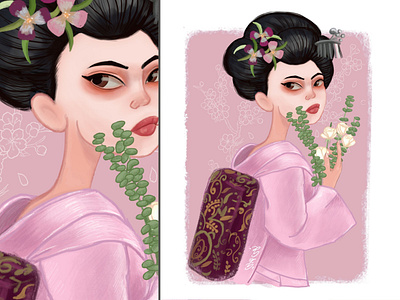 Geisha (The Headshots Project) character design children book illustration digital painting geisha greenoha headshot illustration japanese krita painting portrait