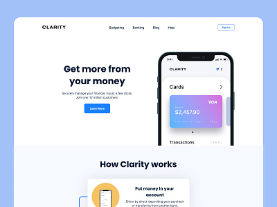 Clarity - mobile banking app website app design mobile ui ux web web design