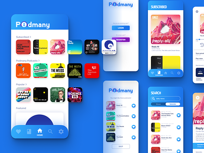 Podmany Podcast App design figma gradient mobile mobile app design mobile ui podcast uidesign