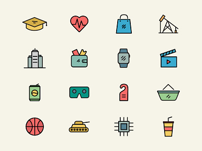 Verticals Icons color ecommerce education icon illustration industries wearables