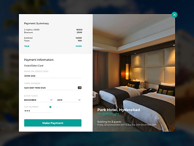 Daily UI #002 : Credit Card Checkout booking checkout credit card dailyui dailyui100 design hotel payment ui visual