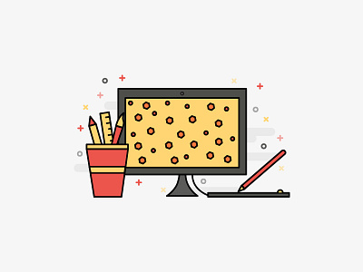 Submit to Us - Illustration computer design desk desktop icon illustration pattern pen stationery tablet visual