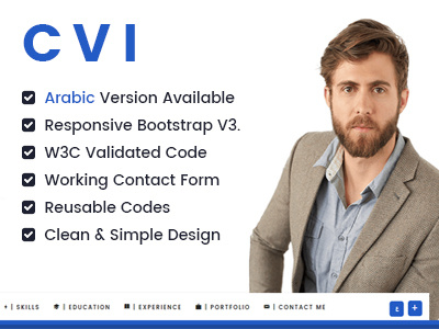Cvi | Responsive vCard / Resume / CV Template creative cv multipurpose personal personal portfolio personal vcard portfolio responsive resume