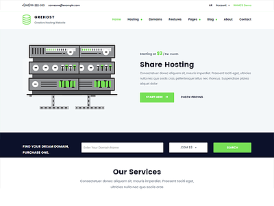 GREHOST - WHMCS & HTML Responsive Web Hosting Template cloud company dedicated hosting domain domain search hosting modern reseller responsive technology vps web hosting