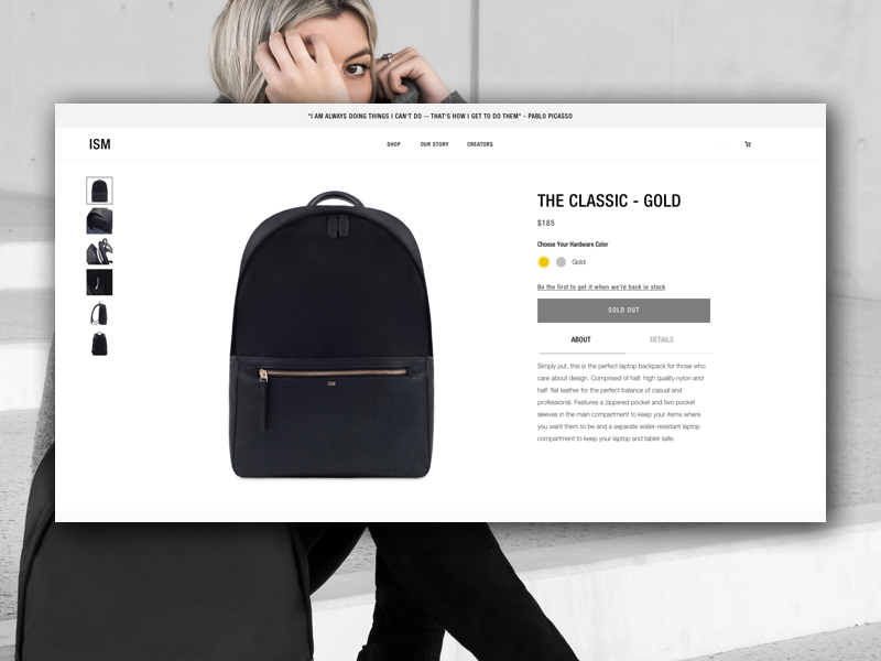 v1 of our Product Page: The Classic by ISM fashion brand ui design ux design website design web design industrial design product design ui ux
