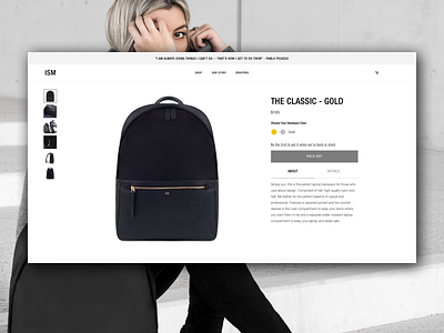 v1 of our Product Page: The Classic by ISM fashion brand industrial design product design ui design ui ux ux design web design website design