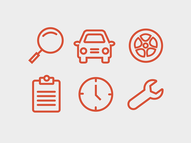 Auto Icons clock tire wheel clipboard magnify glass car illustration illustrator car icons auto icons icons